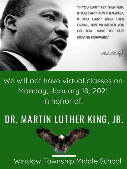 Dr. Martin Luther King, Jr. Holiday - No Virtual Classes